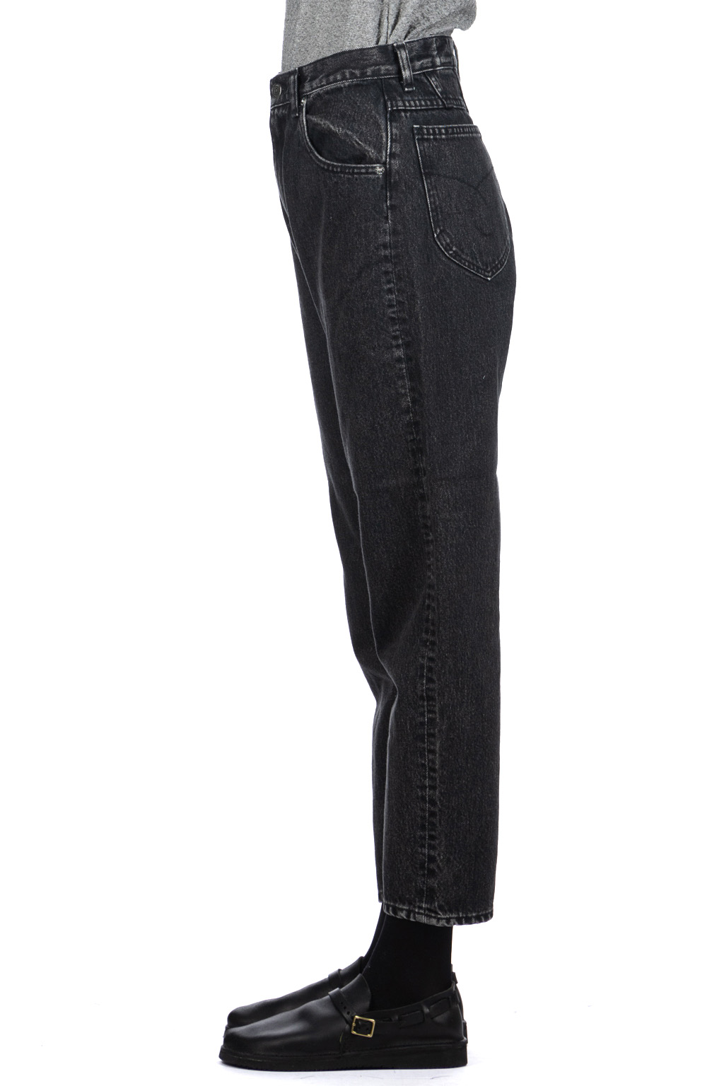 OrSlow - 80's High Waist Tapered Denim Pants - Black Denim Stone