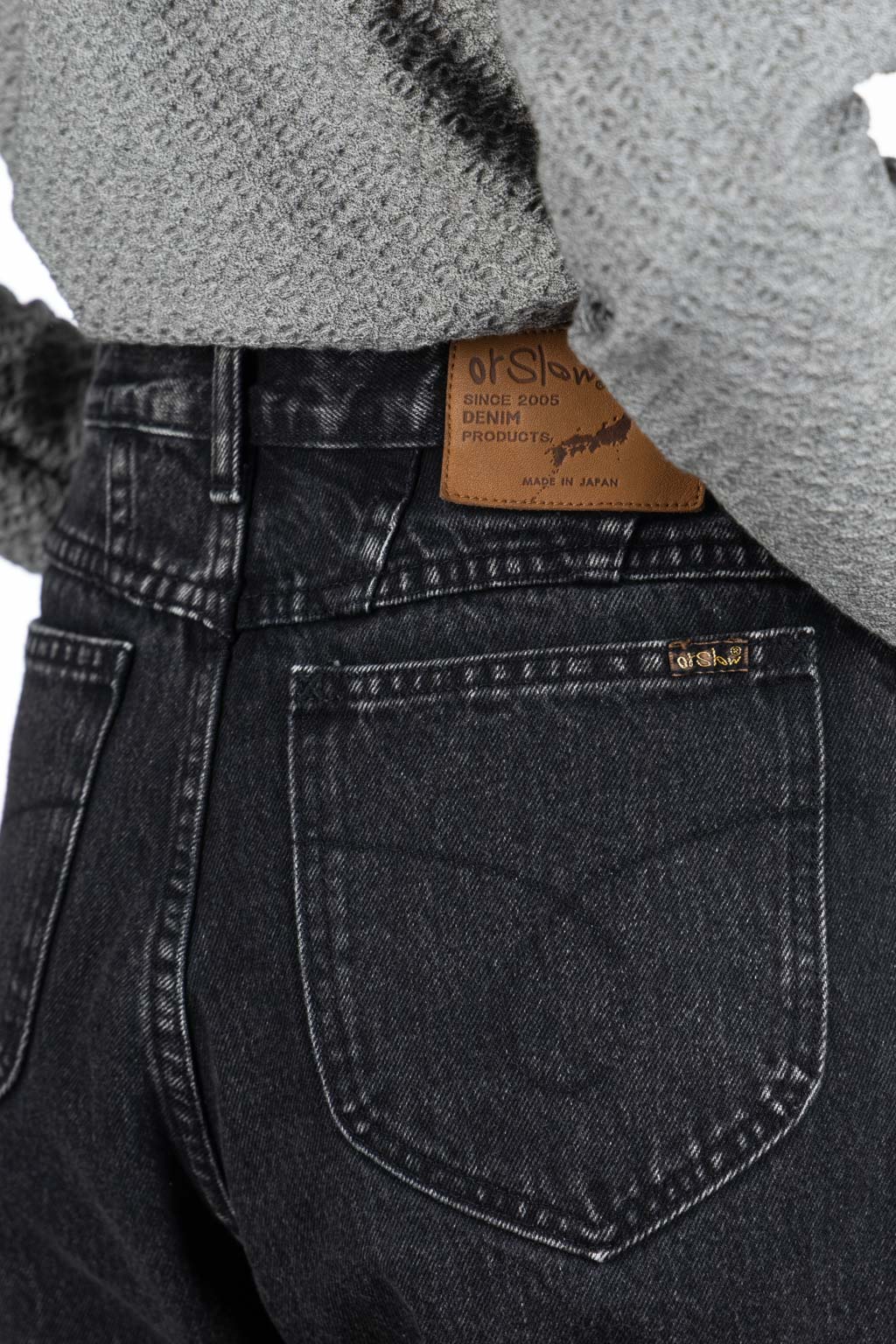 OrSlow - 80's High Waist Tapered Denim Pants - Black Denim Stone
