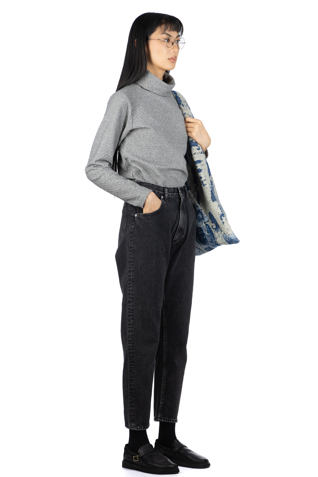 OrSlow - 80's High Waist Tapered Denim Pants - Black Denim Stone