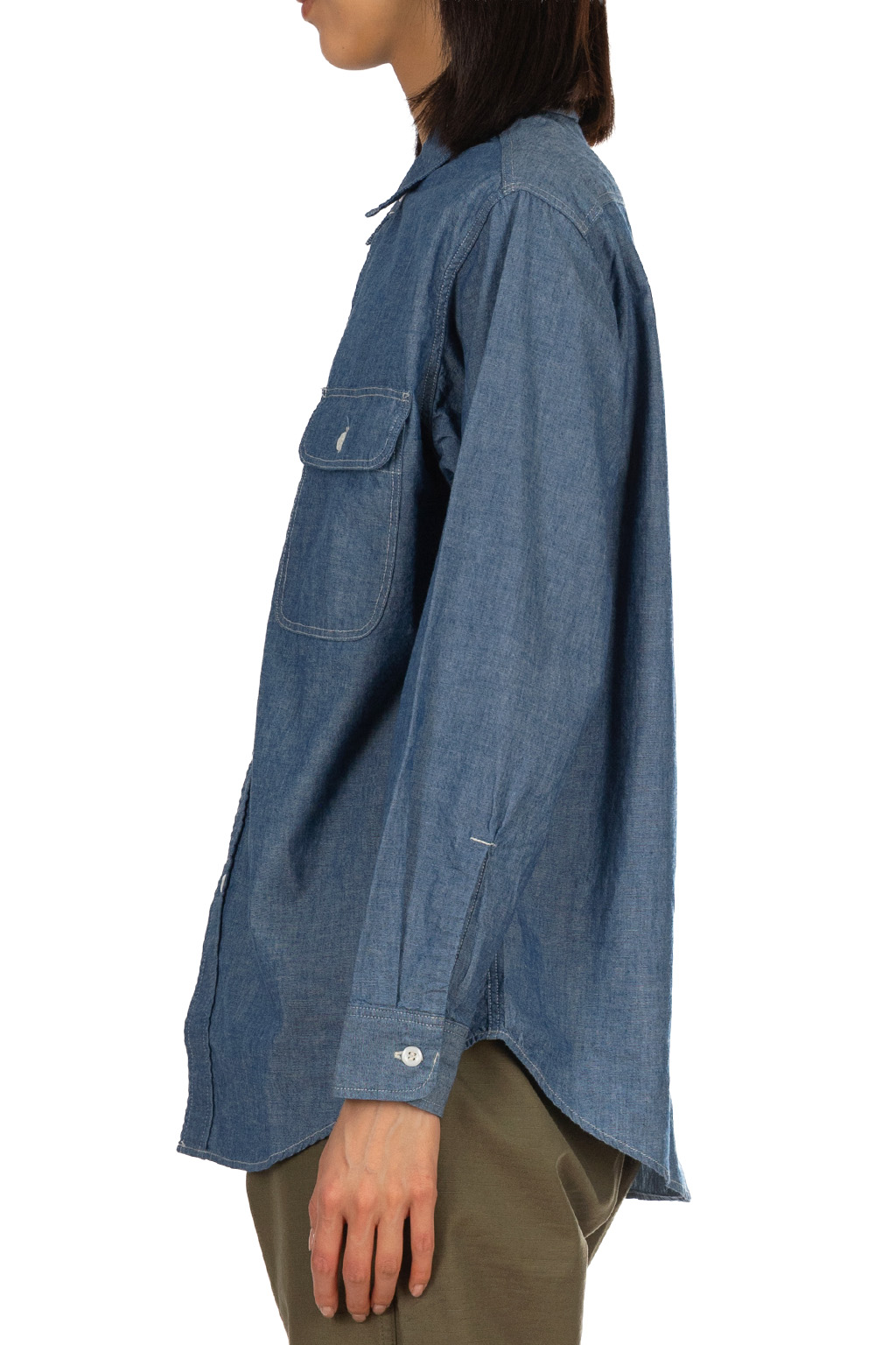 OrSlow - Chambray Work Shirt with Flap Pocket - Chambray