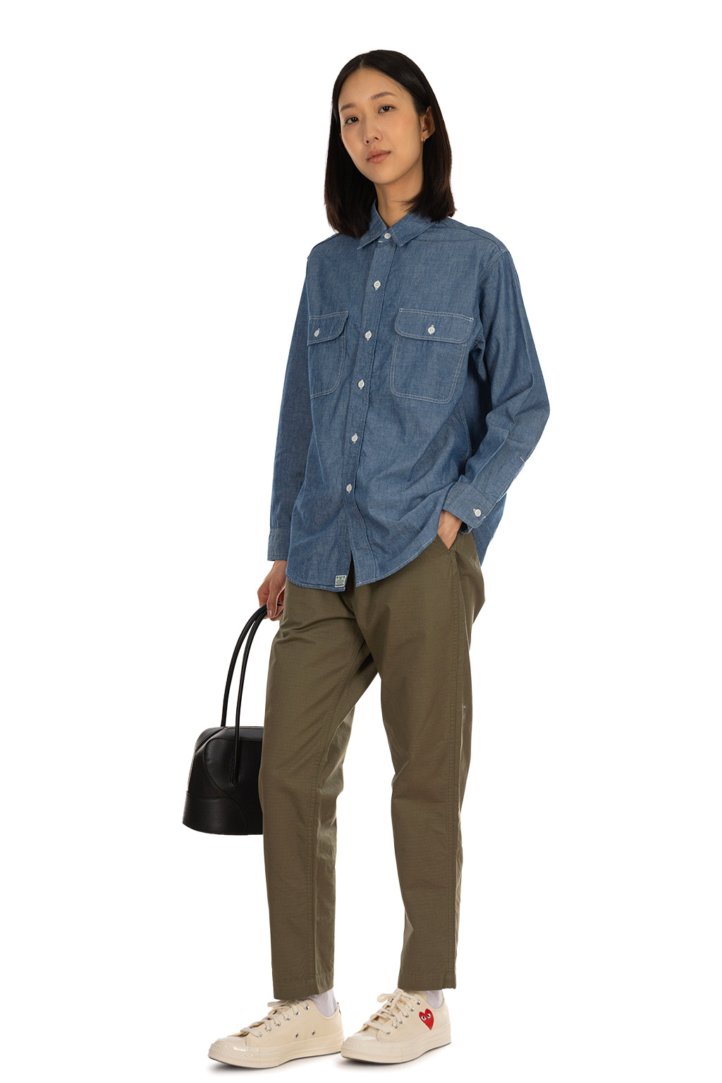 OrSlow - Chambray Work Shirt with Flap Pocket - Chambray