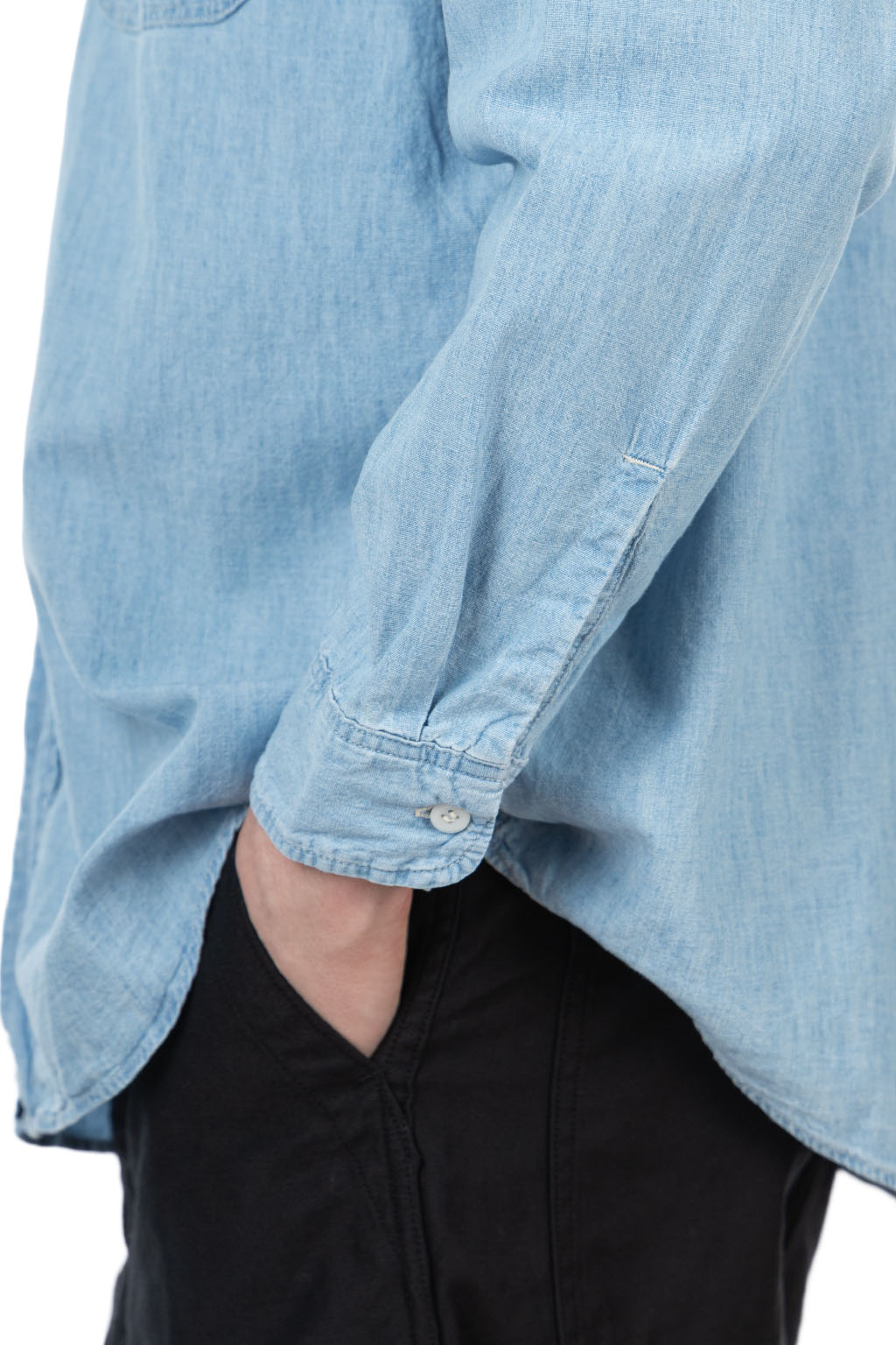 OrSlow - Chambray Work Shirt with Flap Pocket - Chambray Bleached