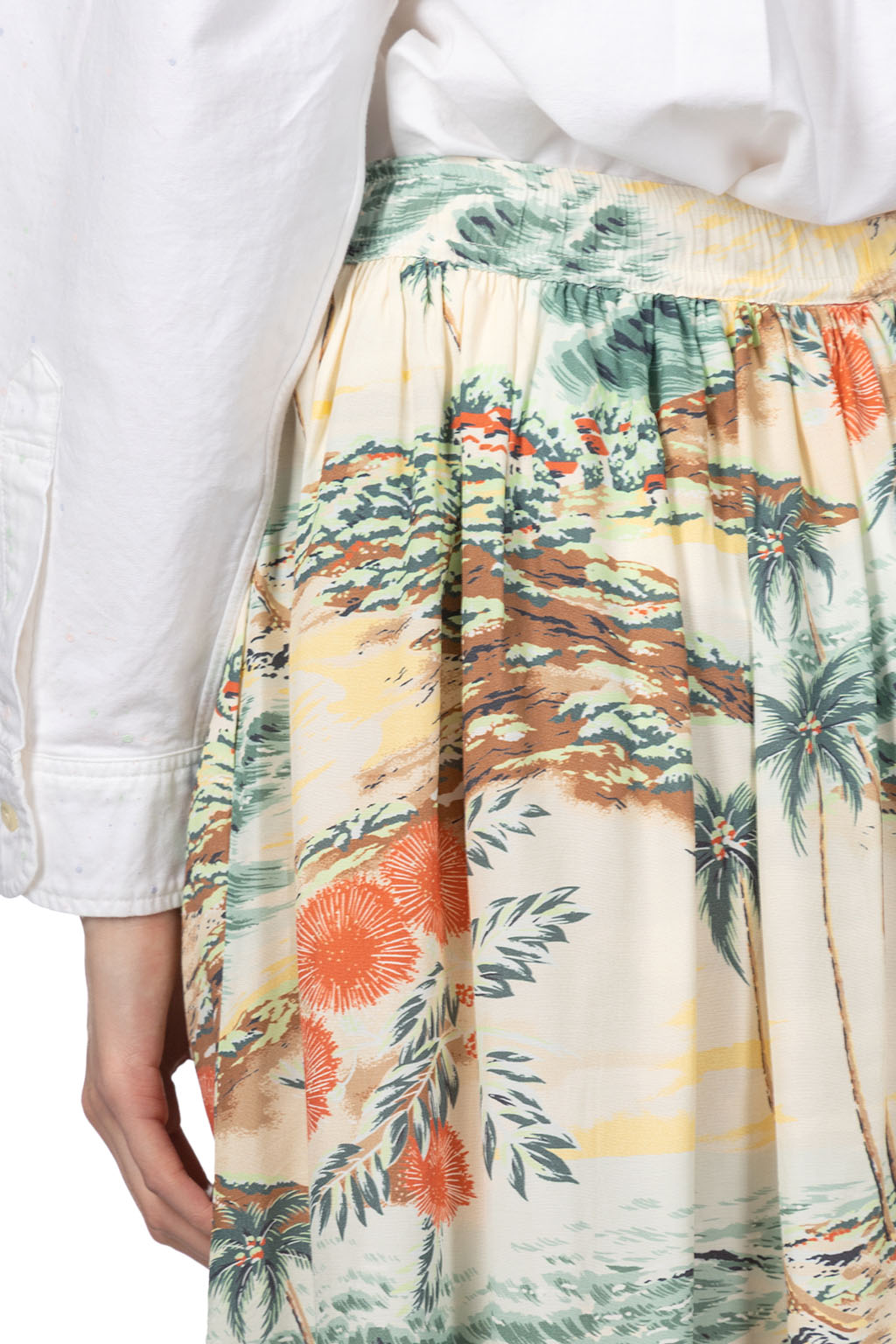 OrSlow - Hawaiian Gathered Skirt - Ecru