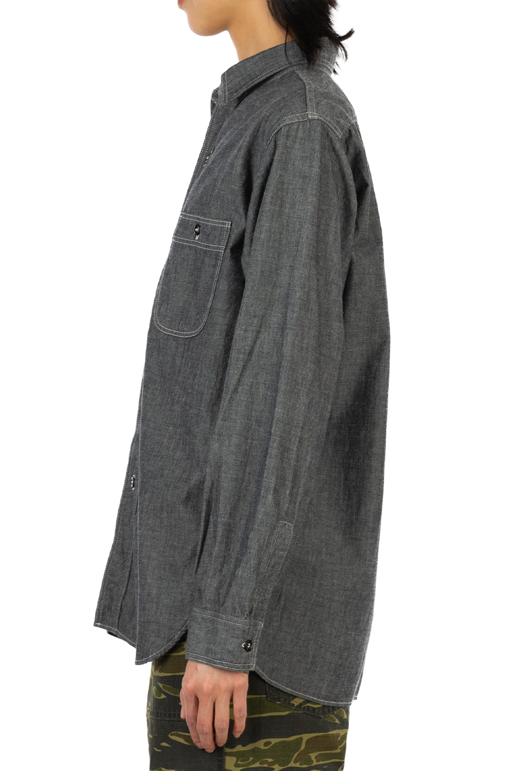 OrSlow - Relax Fit Black Chambray Work Shirt - Black