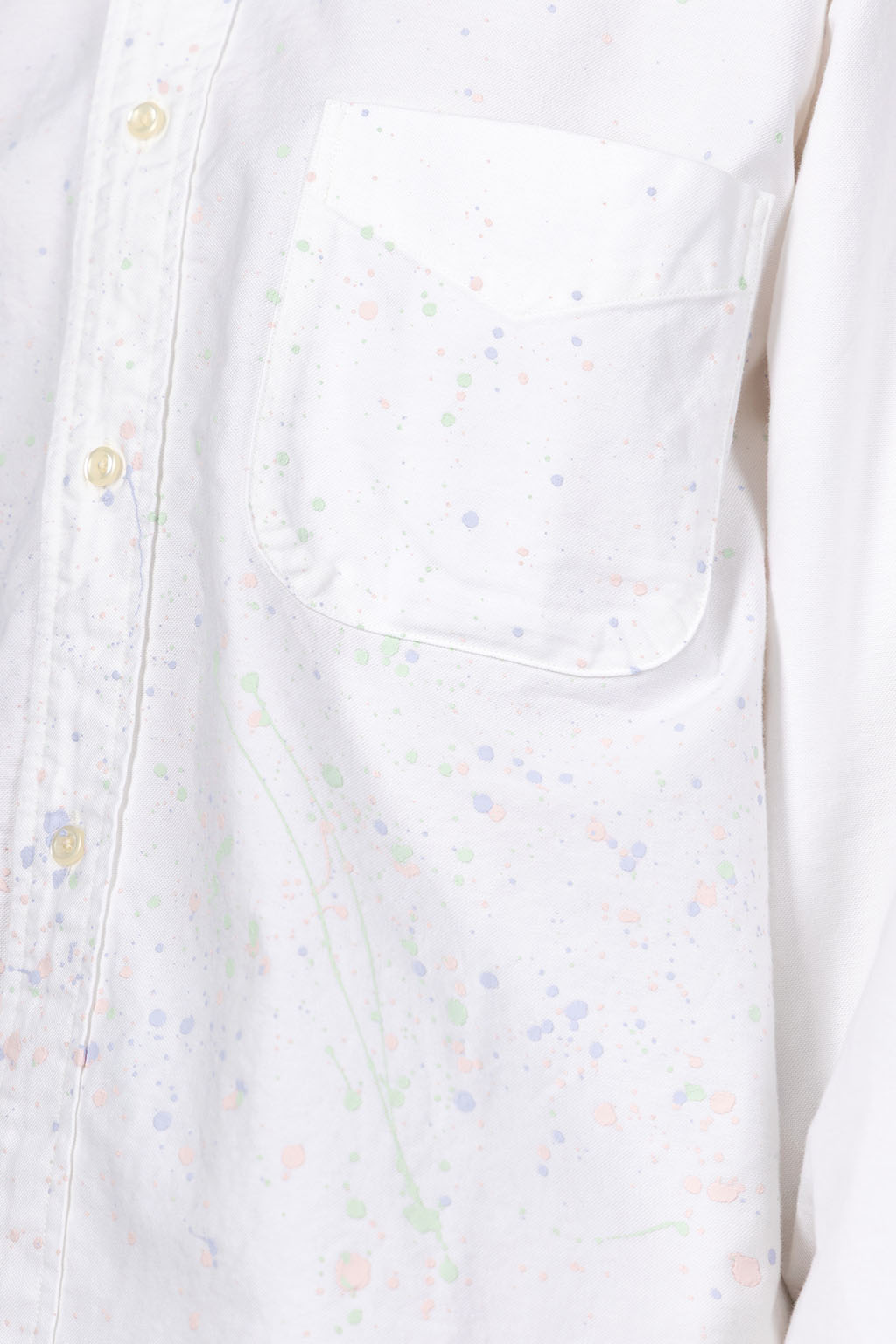 OrSlow - Short Button Down Shirt with Paint - White