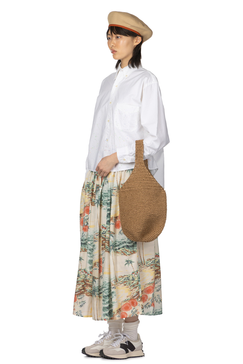 OrSlow - Short Button Down Shirt with Paint - White