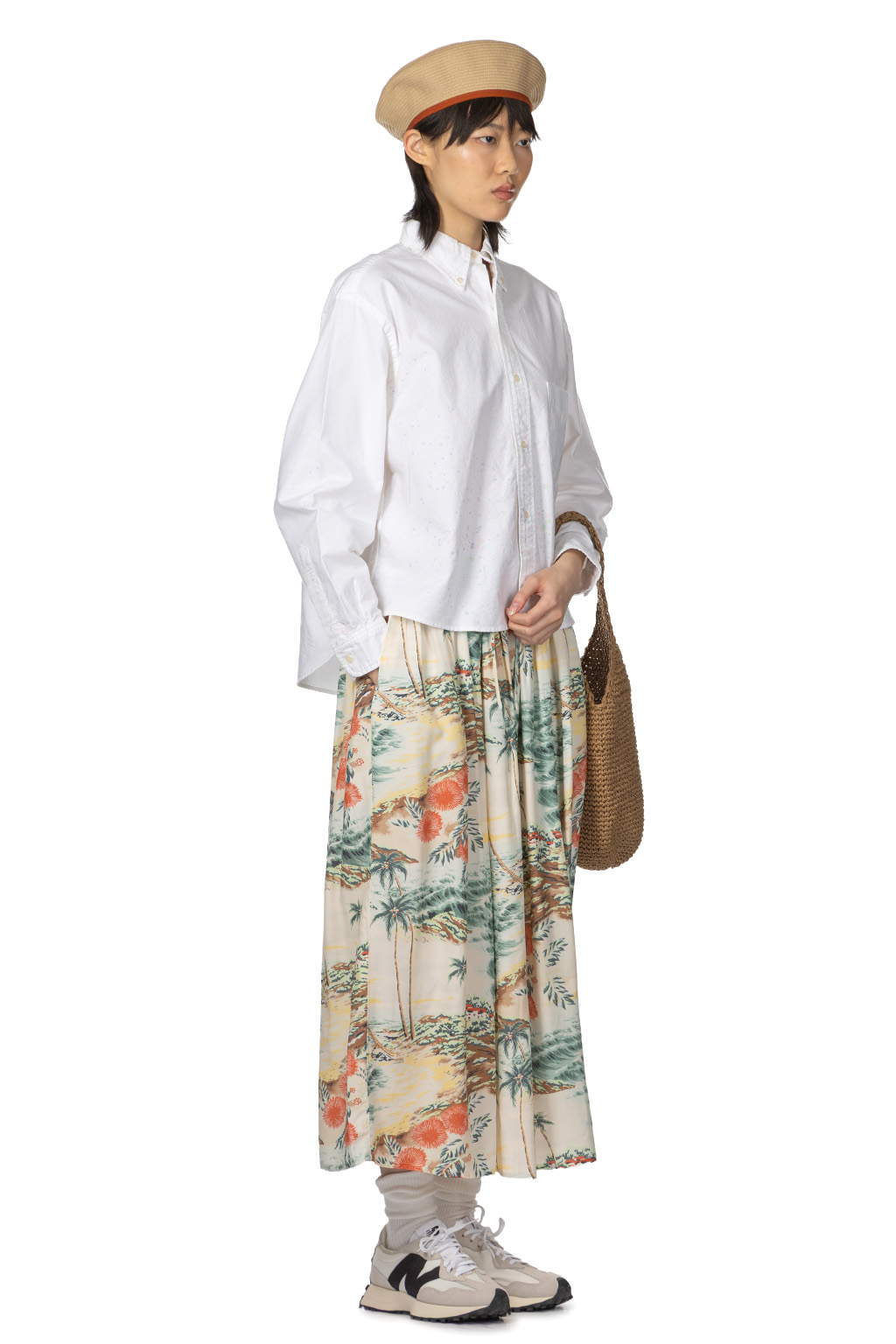 OrSlow - Short Button Down Shirt with Paint - White