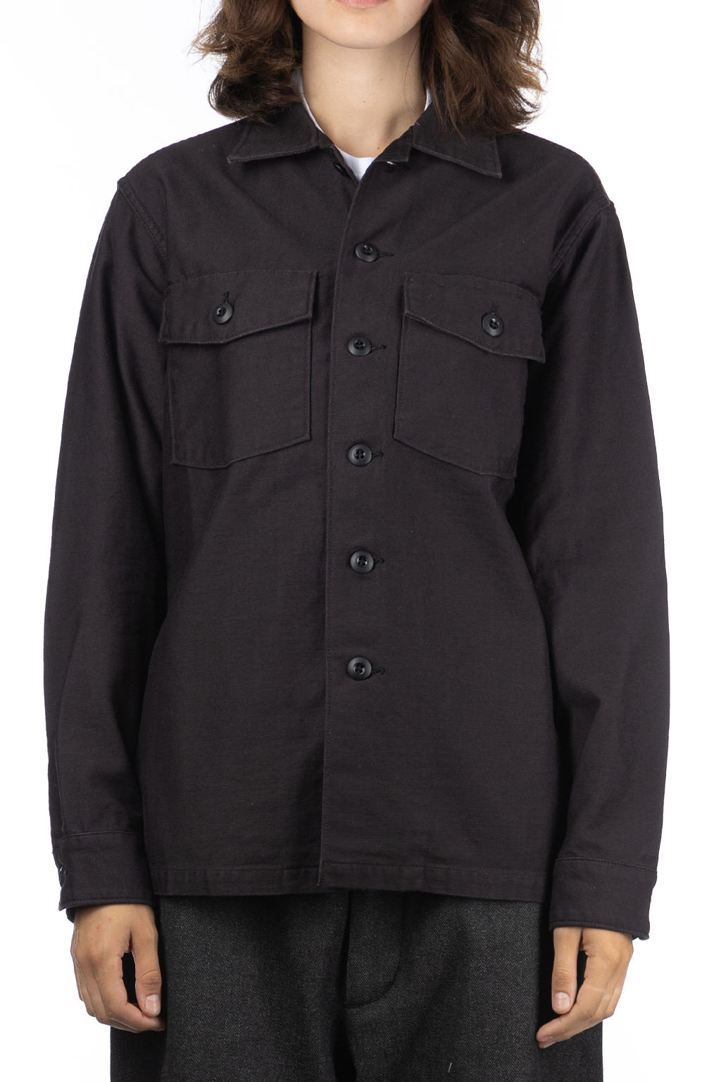 OrSlow | US Army Fatigue Shirt - Black | Women | Blue Button