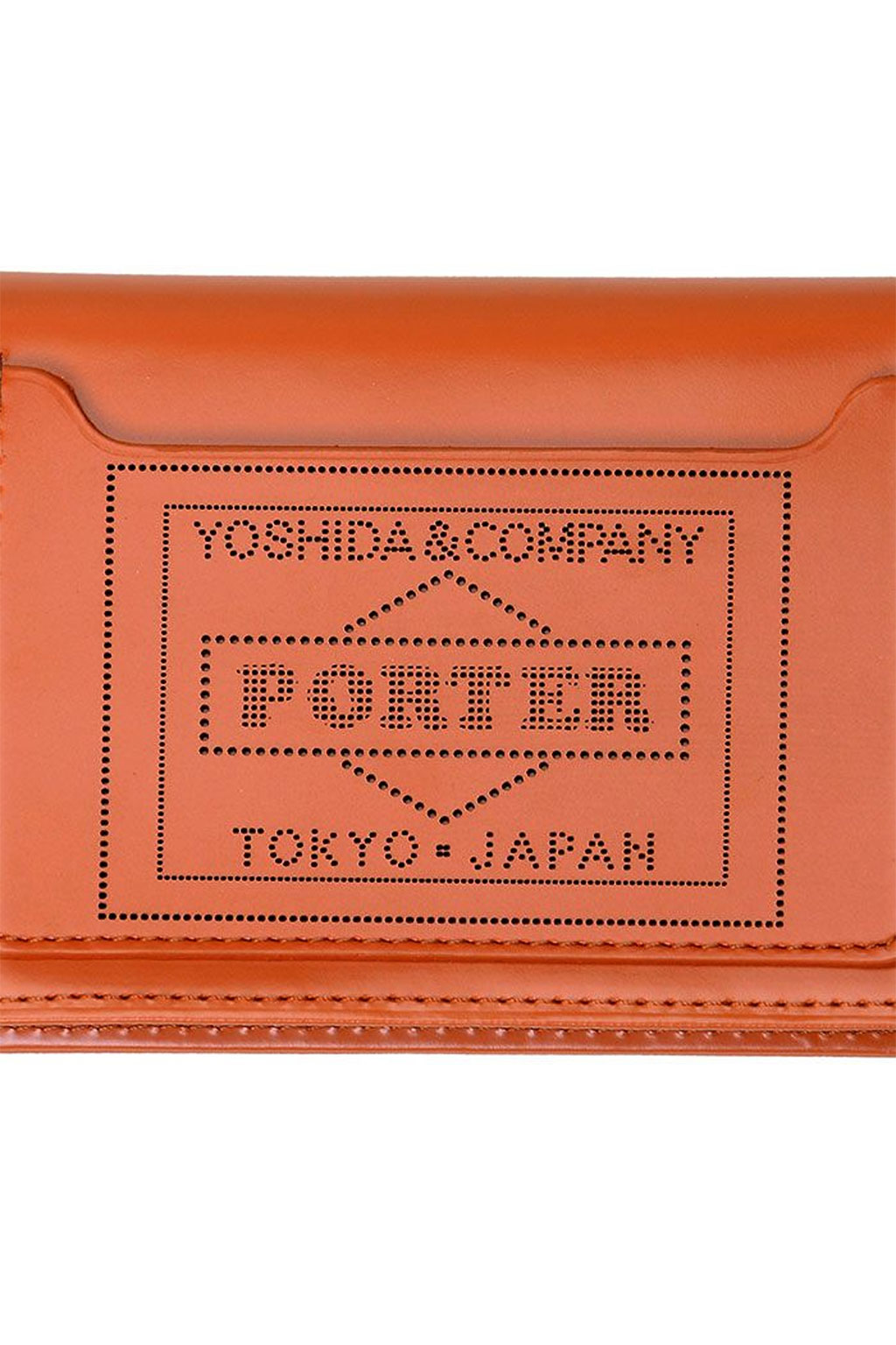 Porter Yoshida - PS Leather Wallet Card Case - Black x Orange