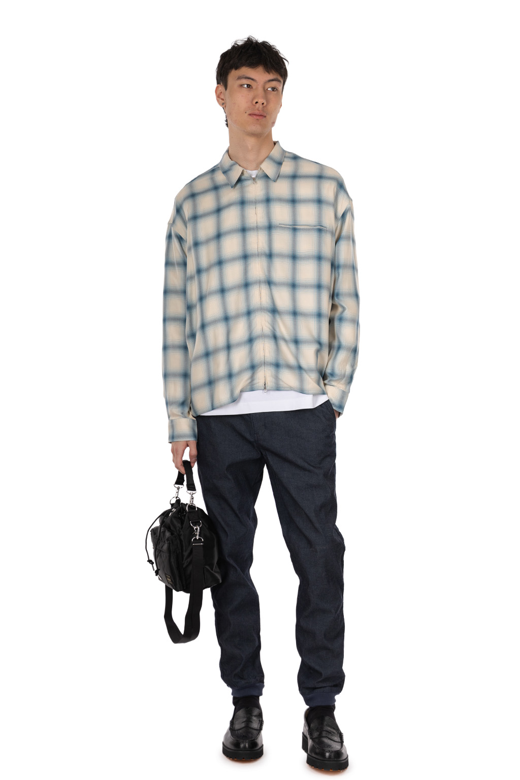 SOPHNET - DRAPE ZIP-UPSHIRT