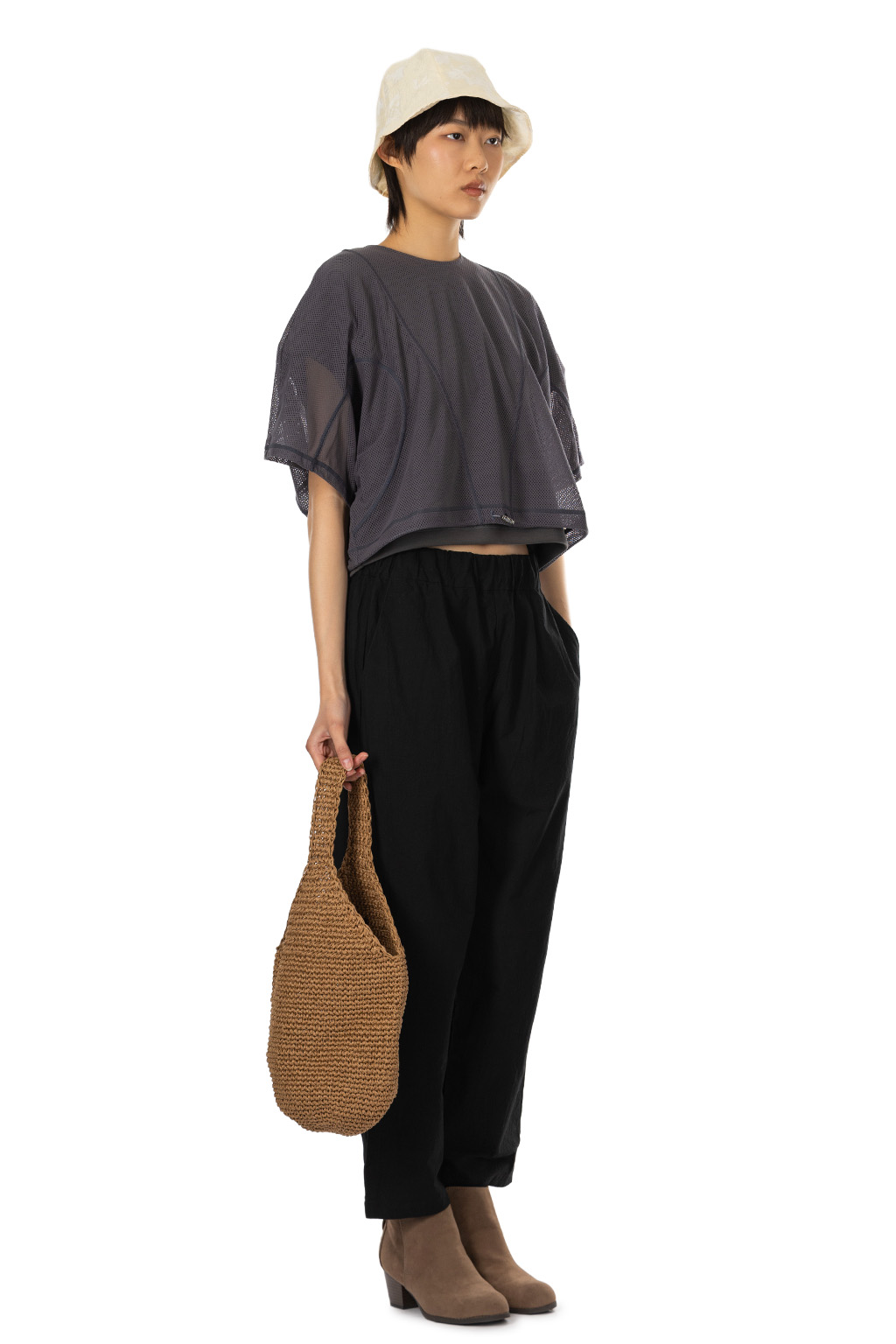 SYNTH - Dolman Sleeve Cropped T - Gray