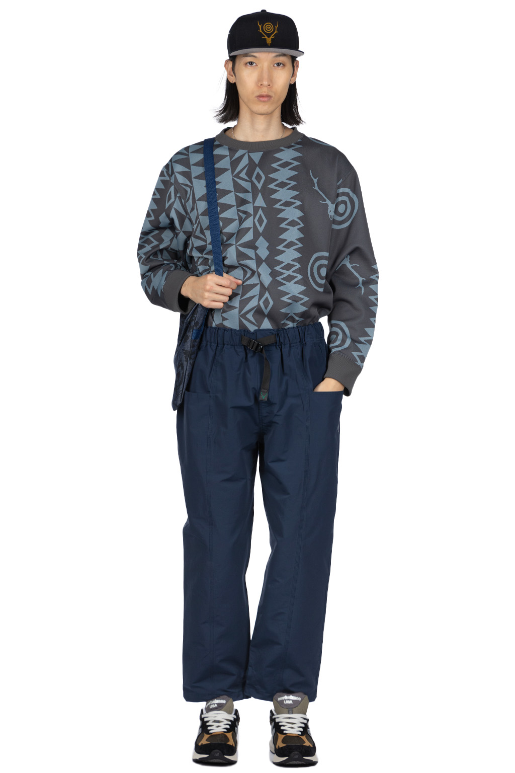 South2 West8 | Belted C.S. Pant - C/N Grosgrain - Navy | Men 