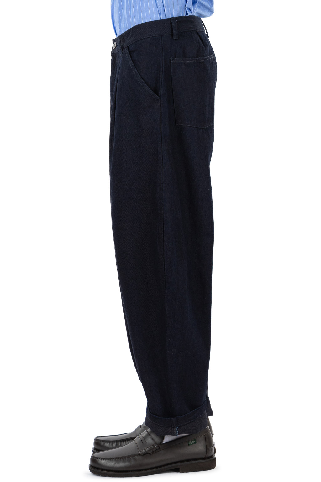 Still by hand - 12oz Denim Deep Tuck Pants - Dark Navy