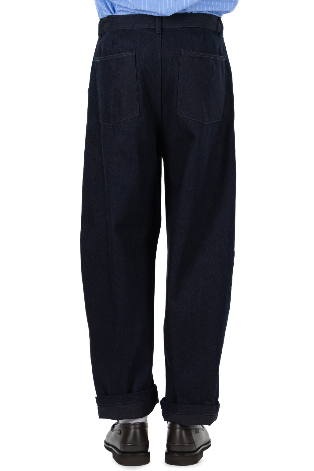 Still by hand - 12oz Denim Deep Tuck Pants - Dark Navy