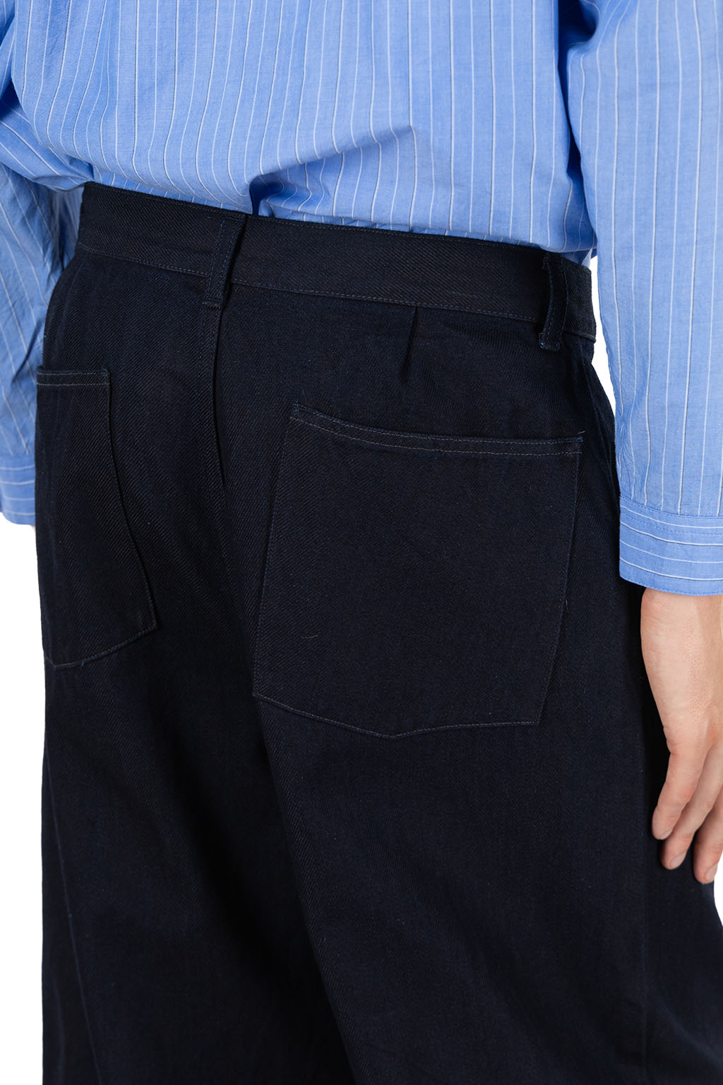 Still by hand - 12oz Denim Deep Tuck Pants - Dark Navy