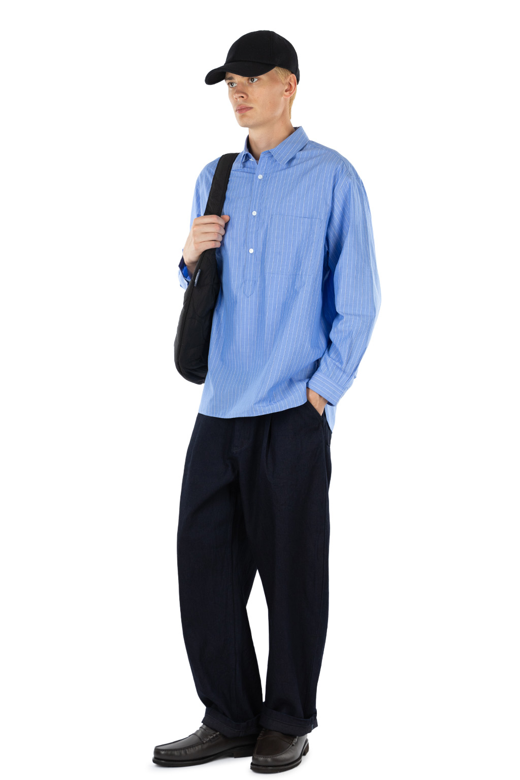 Still by hand - 12oz Denim Deep Tuck Pants - Dark Navy