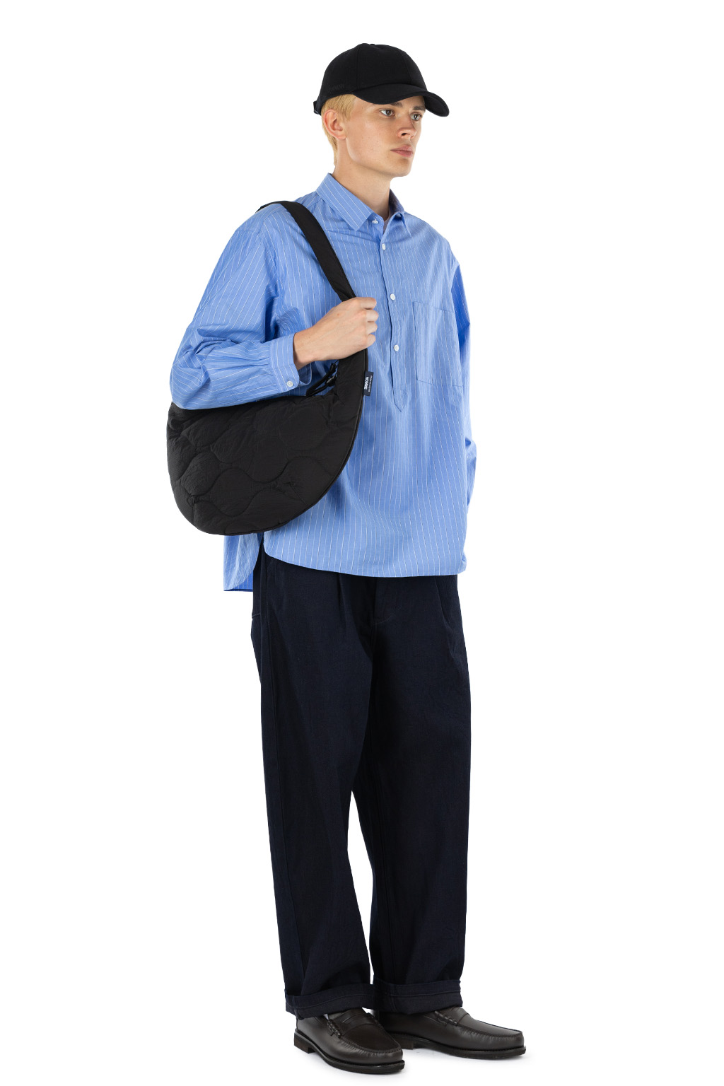 Still by hand - 12oz Denim Deep Tuck Pants - Dark Navy