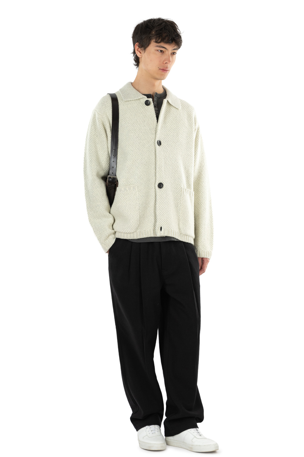 Still by hand - 5G Knitted Blouson - Oatmeal