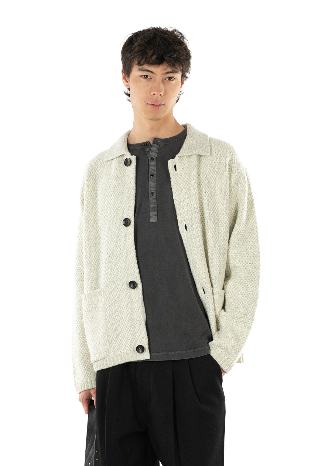 Still by hand - 5G Knitted Blouson - Oatmeal