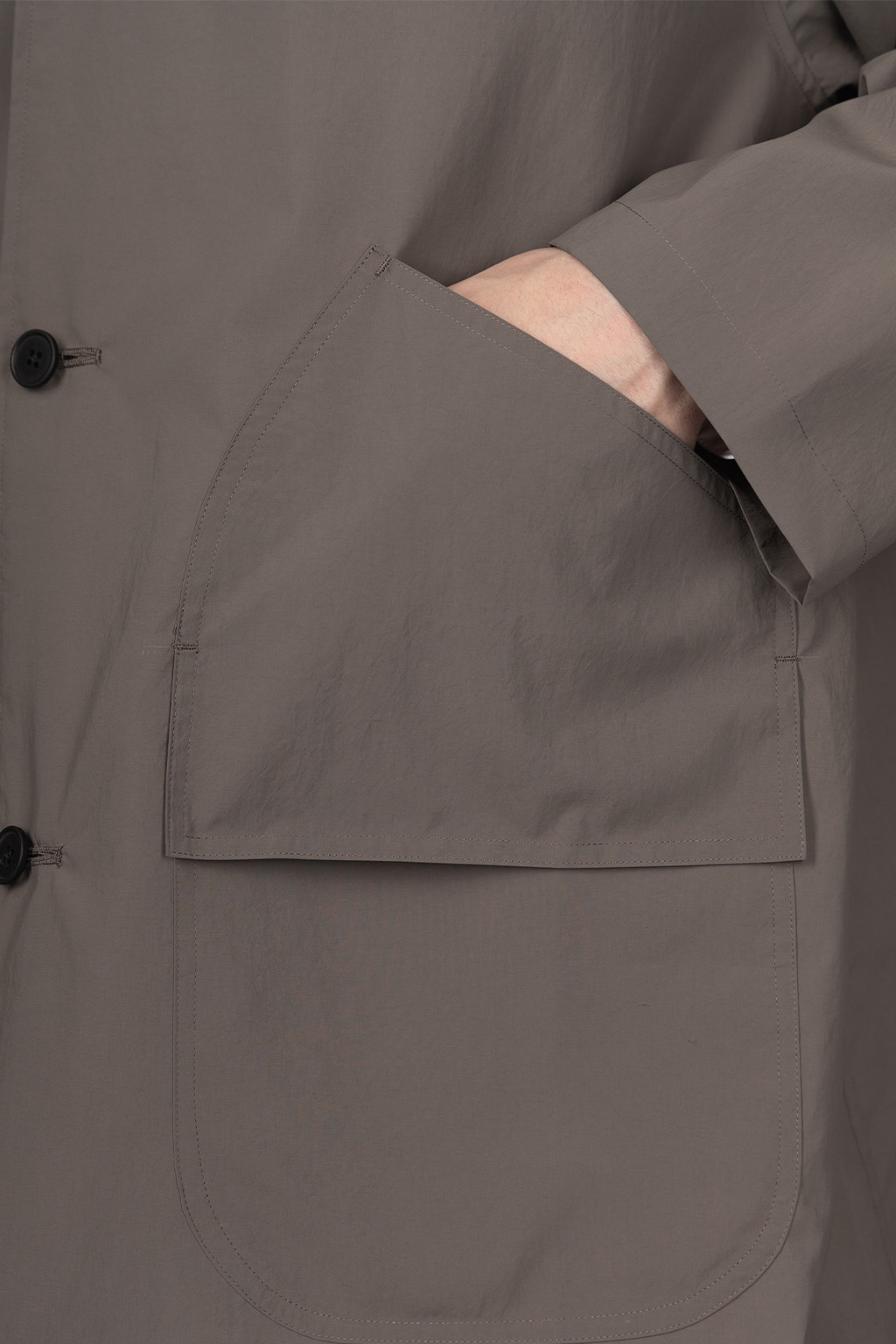 Still by hand - Airy Half Coat - Khaki Grey