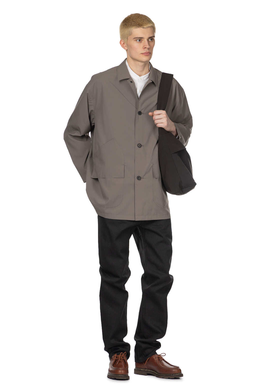 Still by hand - Airy Half Coat - Khaki Grey