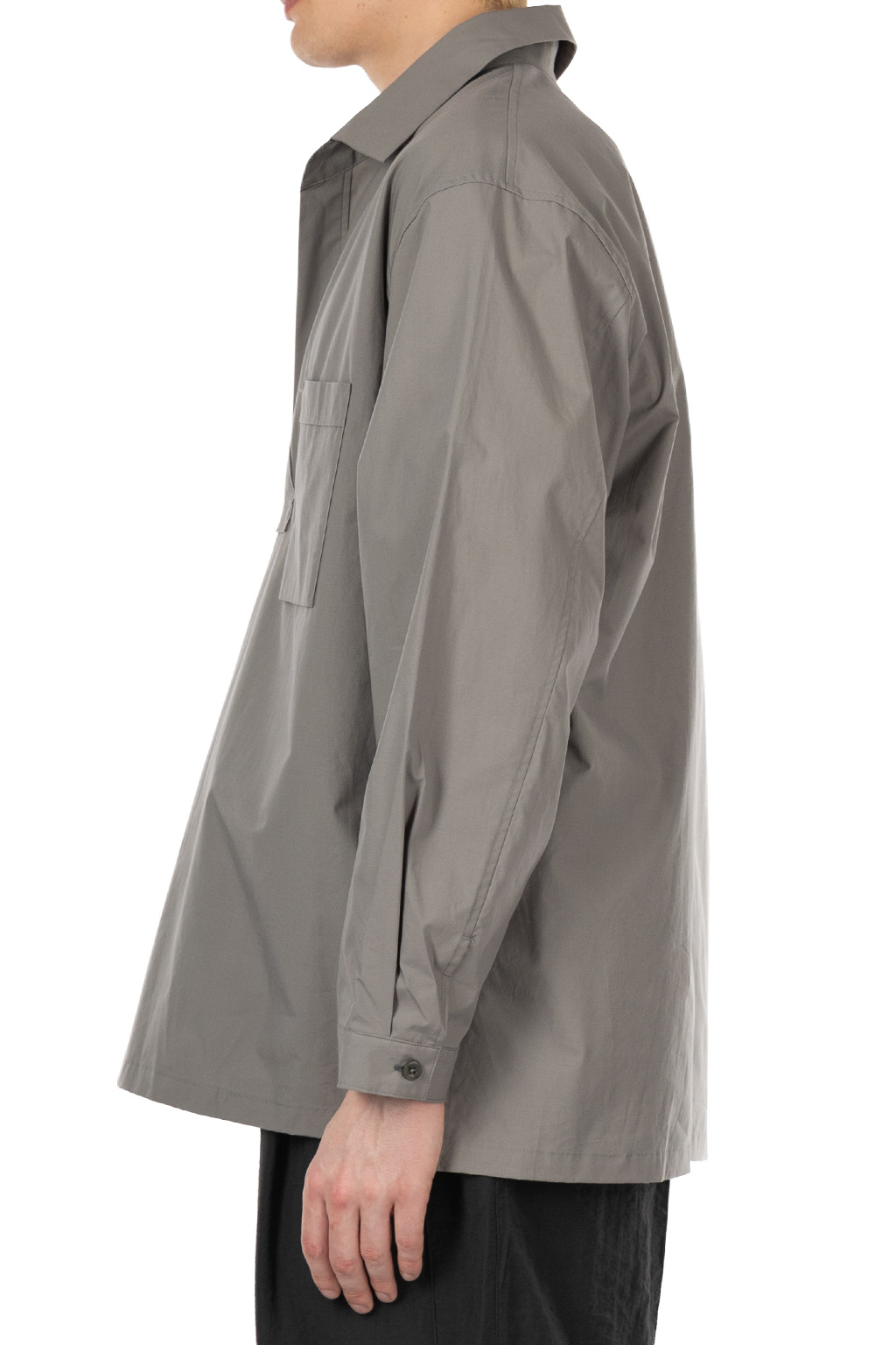 Still by hand - Buttonless Silk Cotton over shirt -Slate Grey