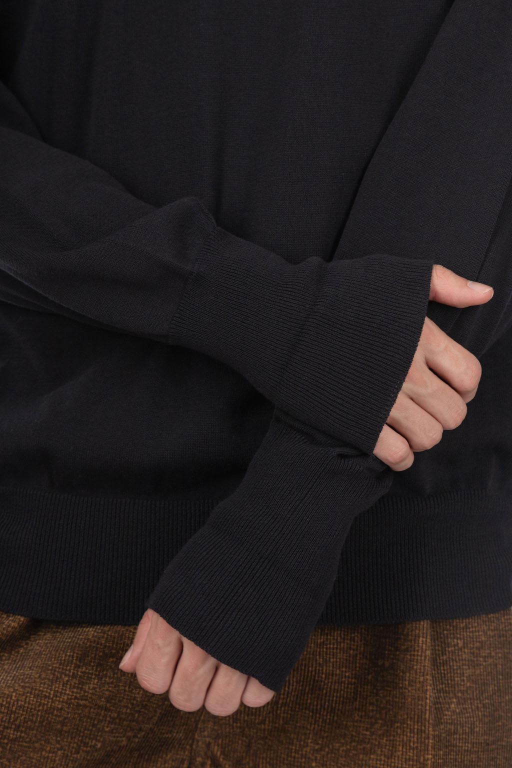 Still by hand - Cotton Silk Pullover - Black Navy