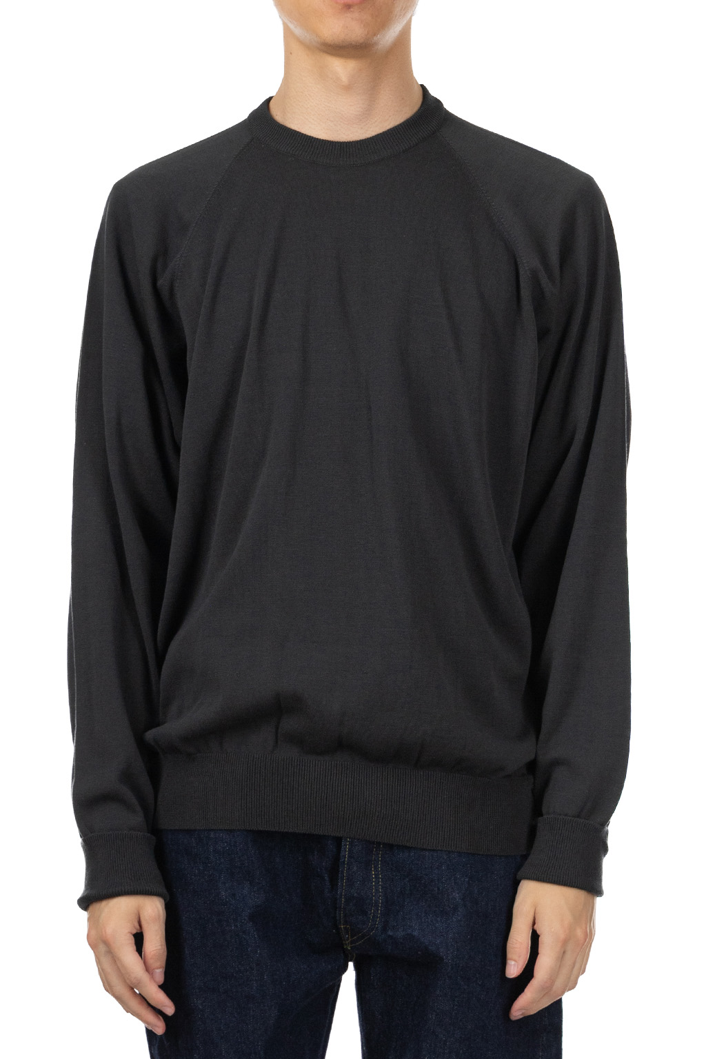 Still by hand - Cotton Silk Pullover - Green Charcoal