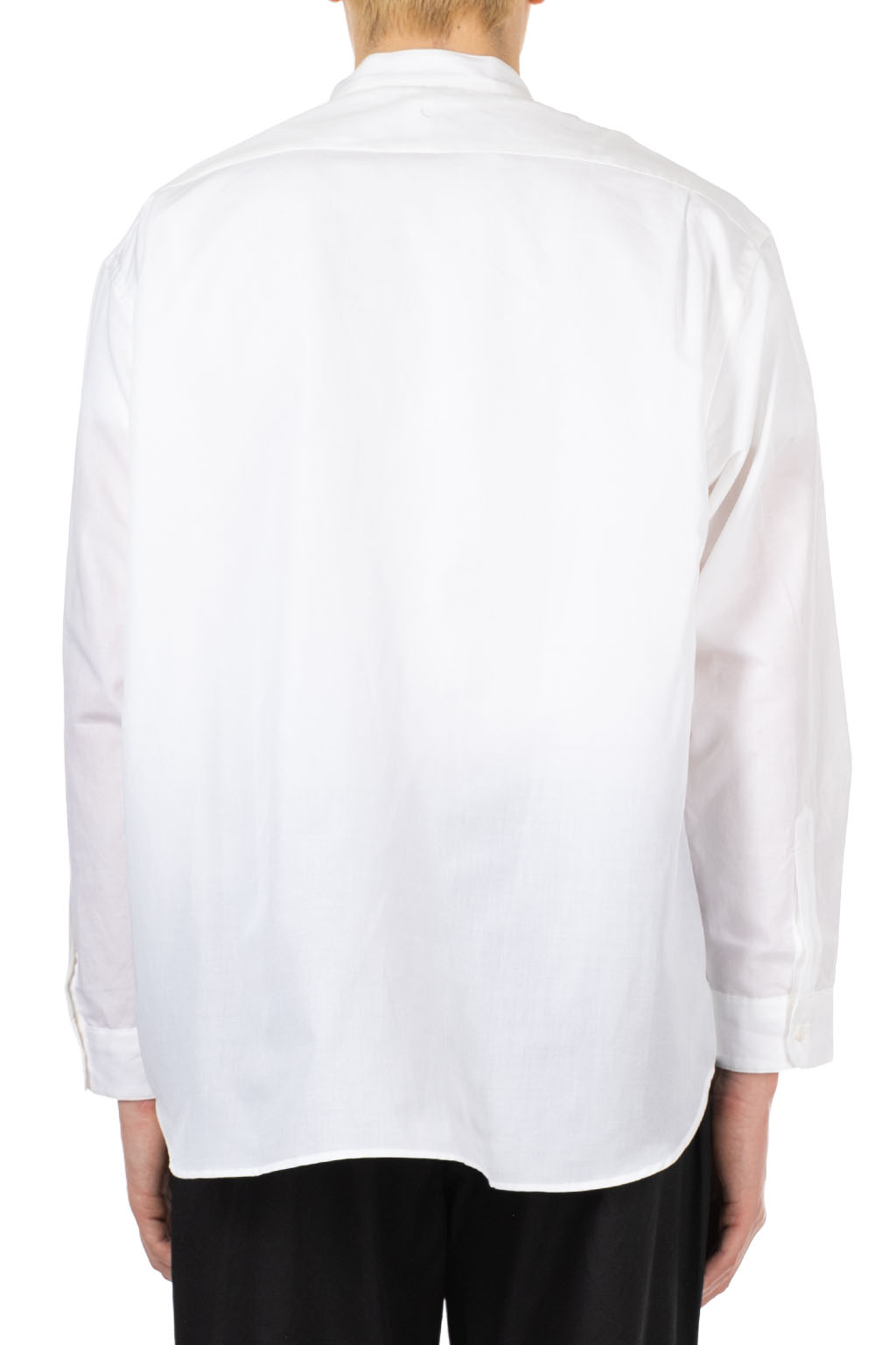 Still by hand - Cotton ramie band collar shirt - White