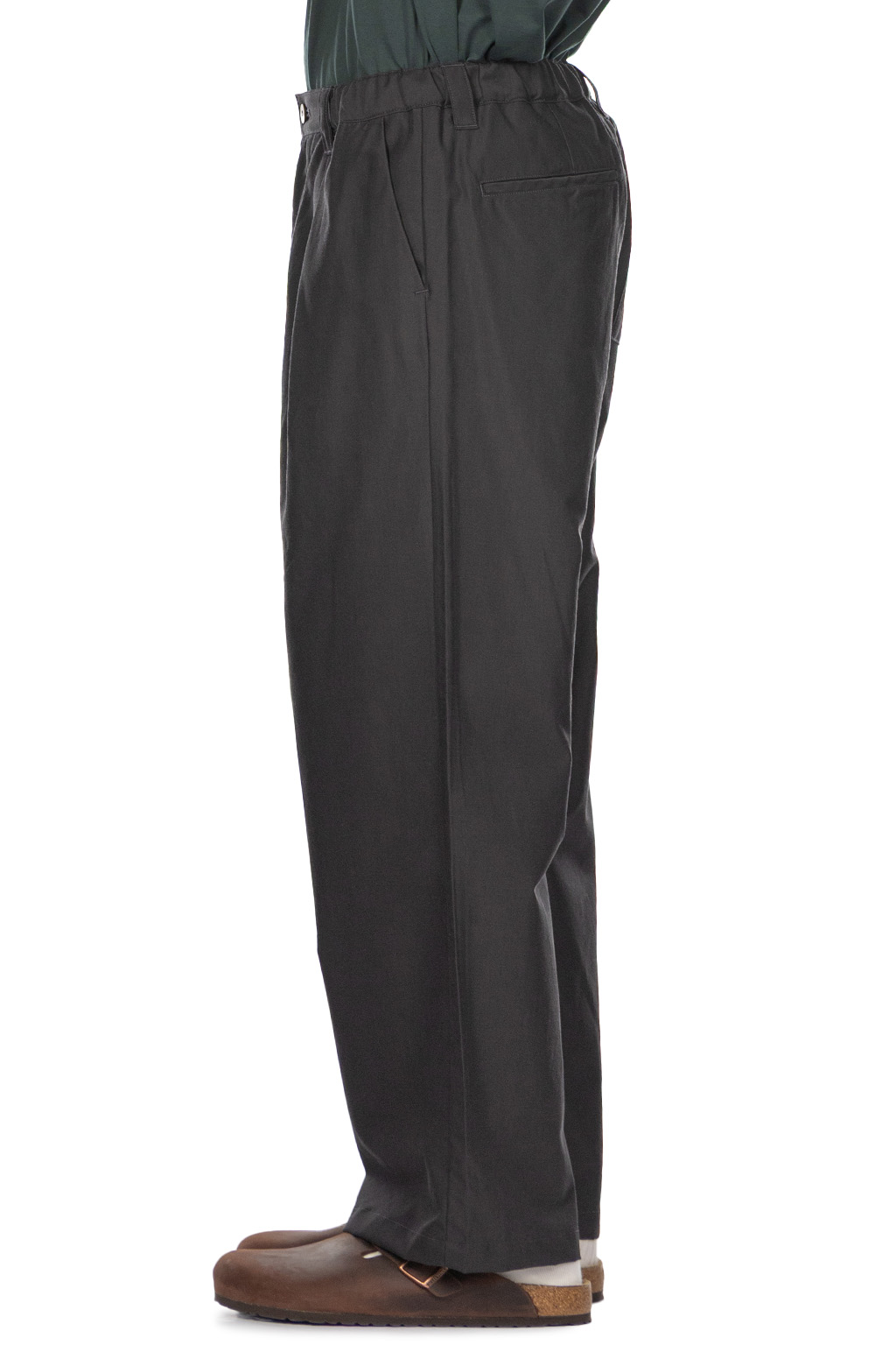 Still by hand - Cupro Mixed Straight Pants - Charcoal