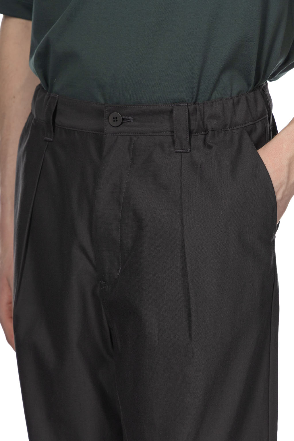Still by hand - Cupro Mixed Straight Pants - Charcoal