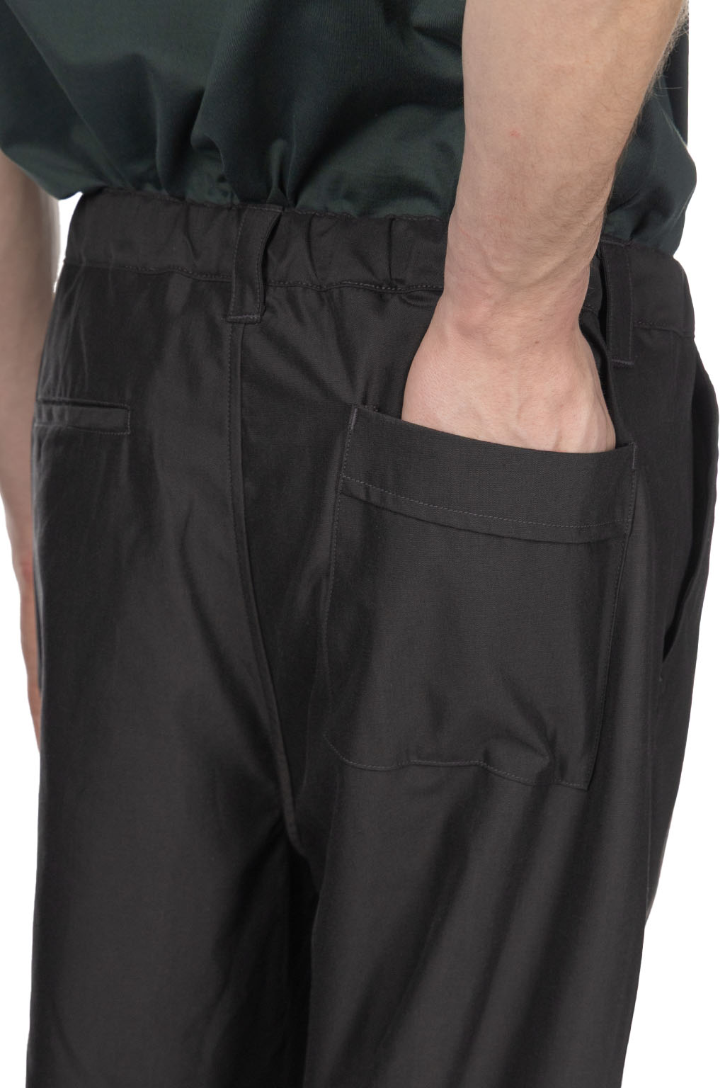 Still by hand - Cupro Mixed Straight Pants - Charcoal