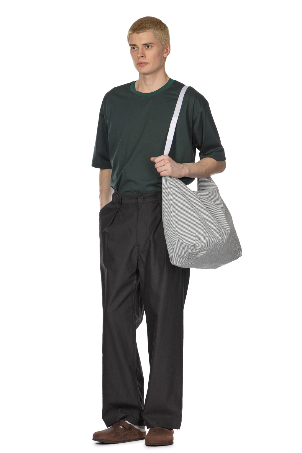 Still by hand - Cupro Mixed Straight Pants - Charcoal