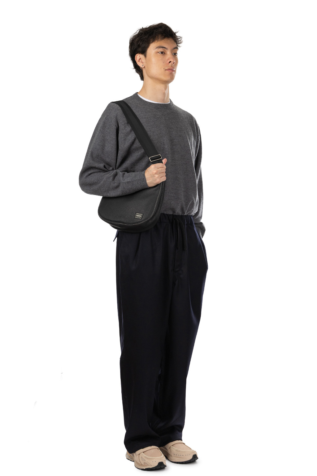 Still by hand - Free Adjusting Wool Pants - Black Navy