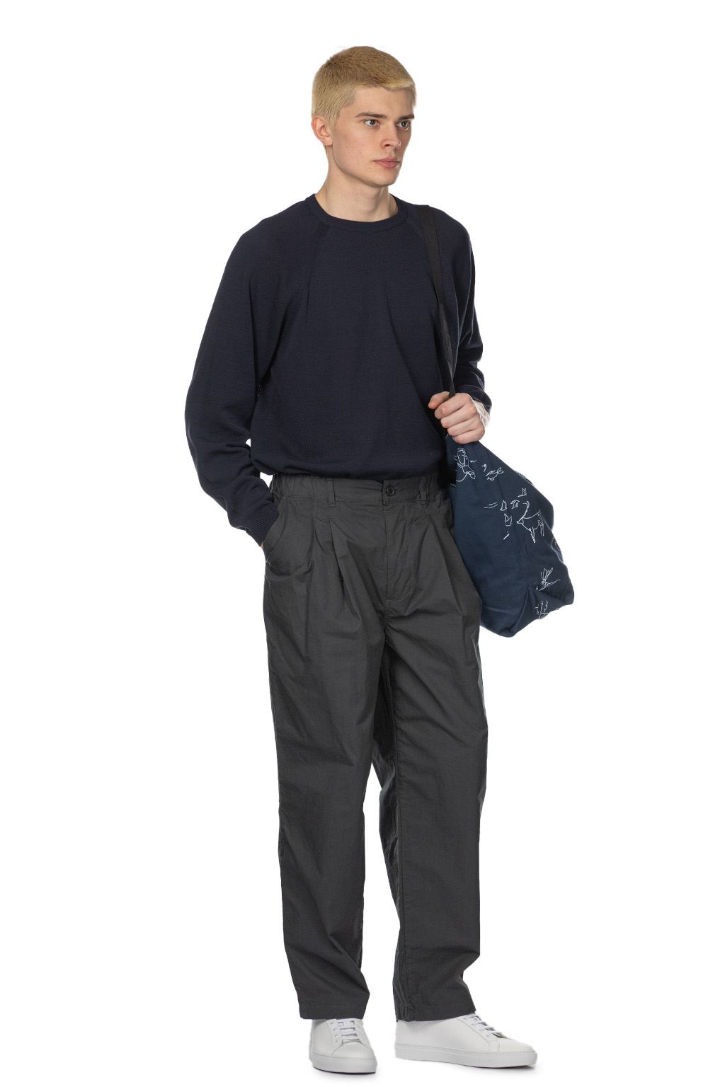 Still by hand - Garment Dye 2 Tuck Pants - Green Charcoal