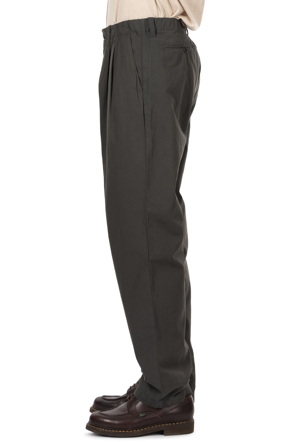 Still by hand - Garment-dye 2 pleat pants - Dark Olive