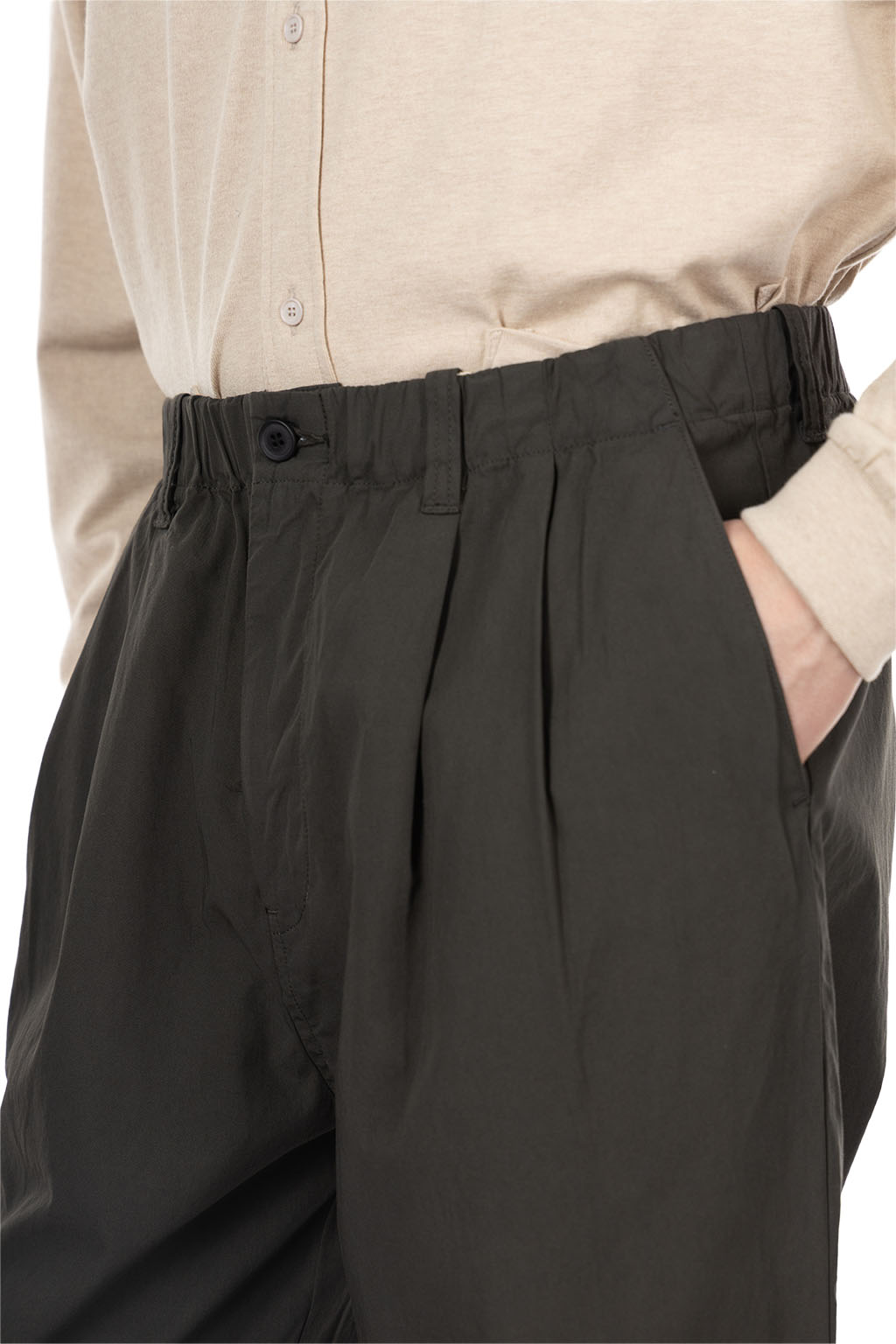 Still by hand - Garment-dye 2 pleat pants - Dark Olive