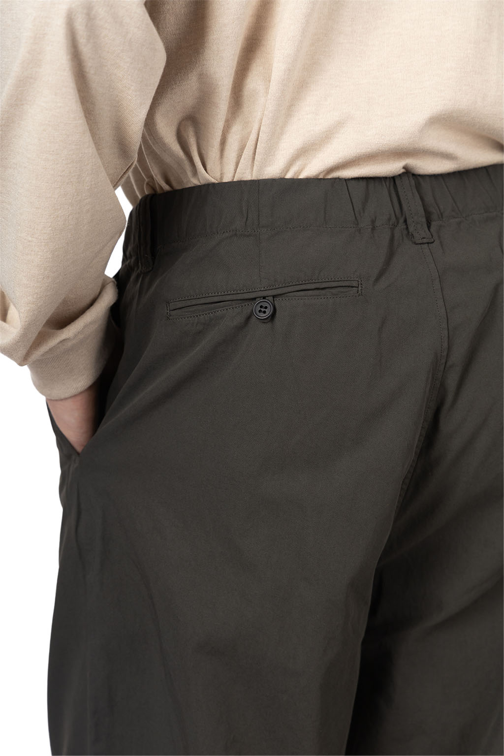 Still by hand - Garment-dye 2 pleat pants - Dark Olive