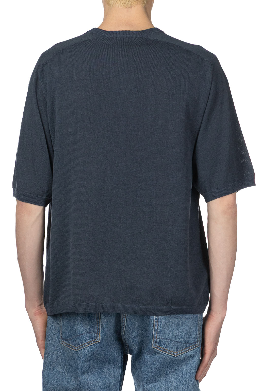 Still by hand - Half Sleeve Knit T-Shirt - Dusty Blue