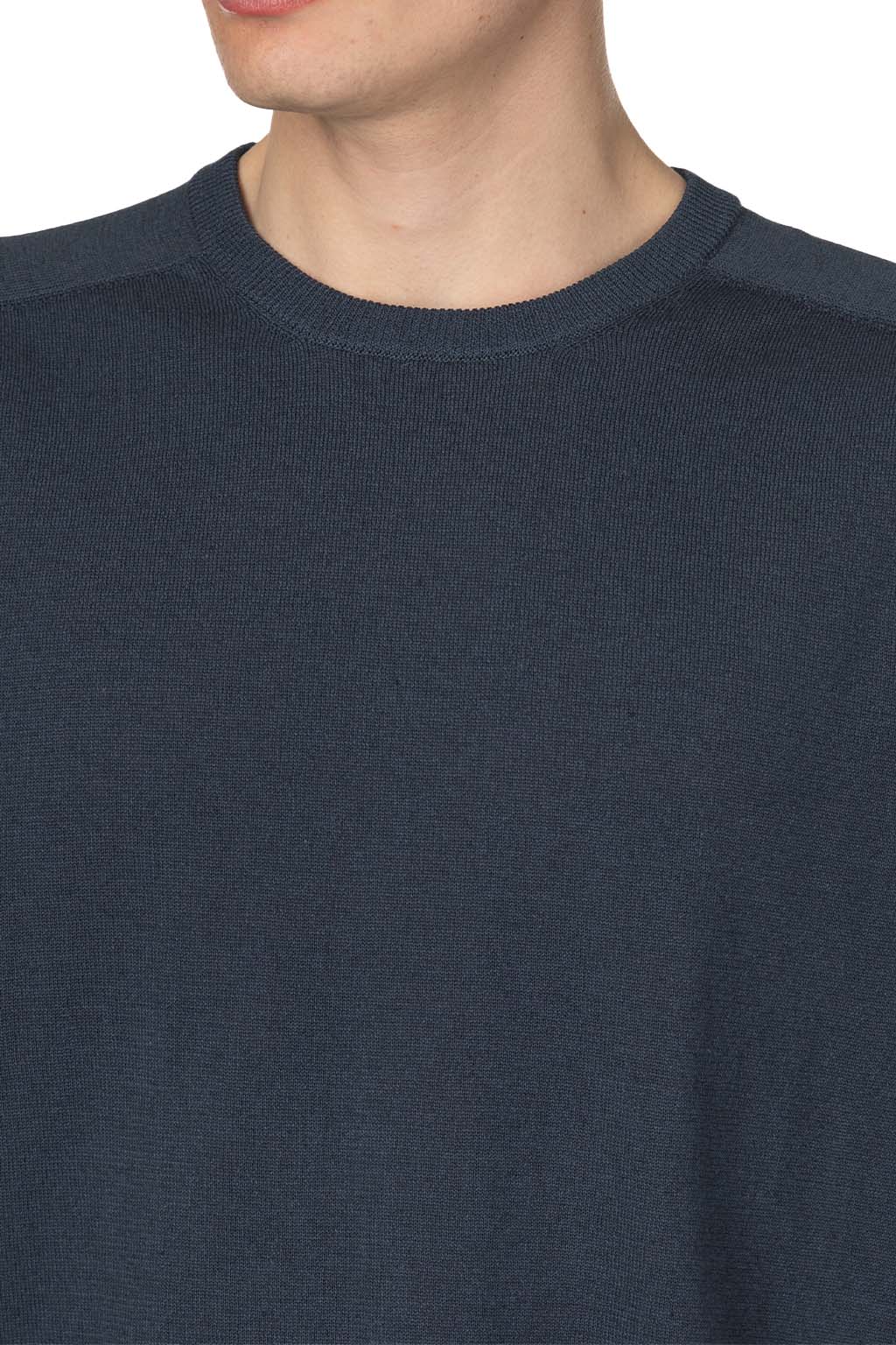 Still by hand - Half Sleeve Knit T-Shirt - Dusty Blue