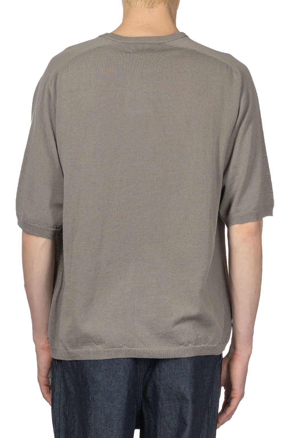 Still by hand - Half Sleeve Knit T-Shirt - Greige