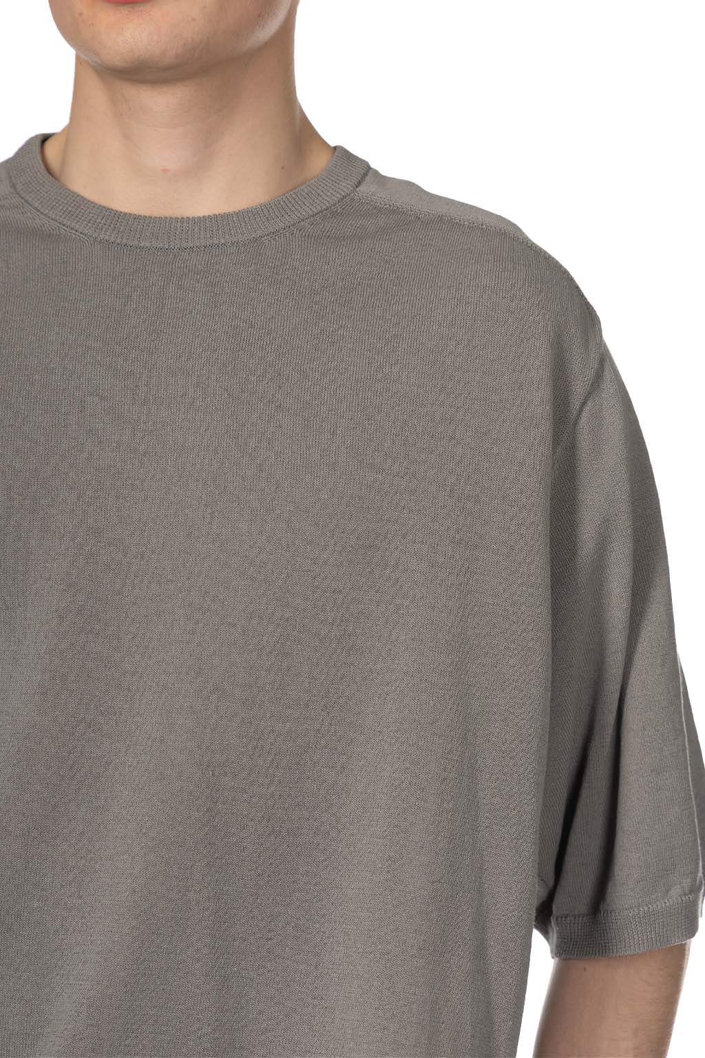 Still by hand - Half Sleeve Knit T-Shirt - Greige