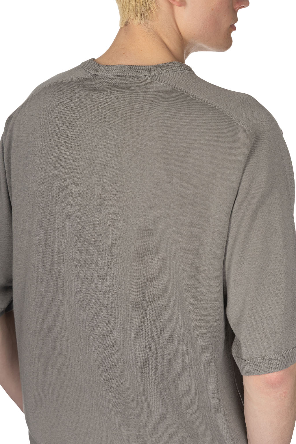 Still by hand - Half Sleeve Knit T-Shirt - Greige