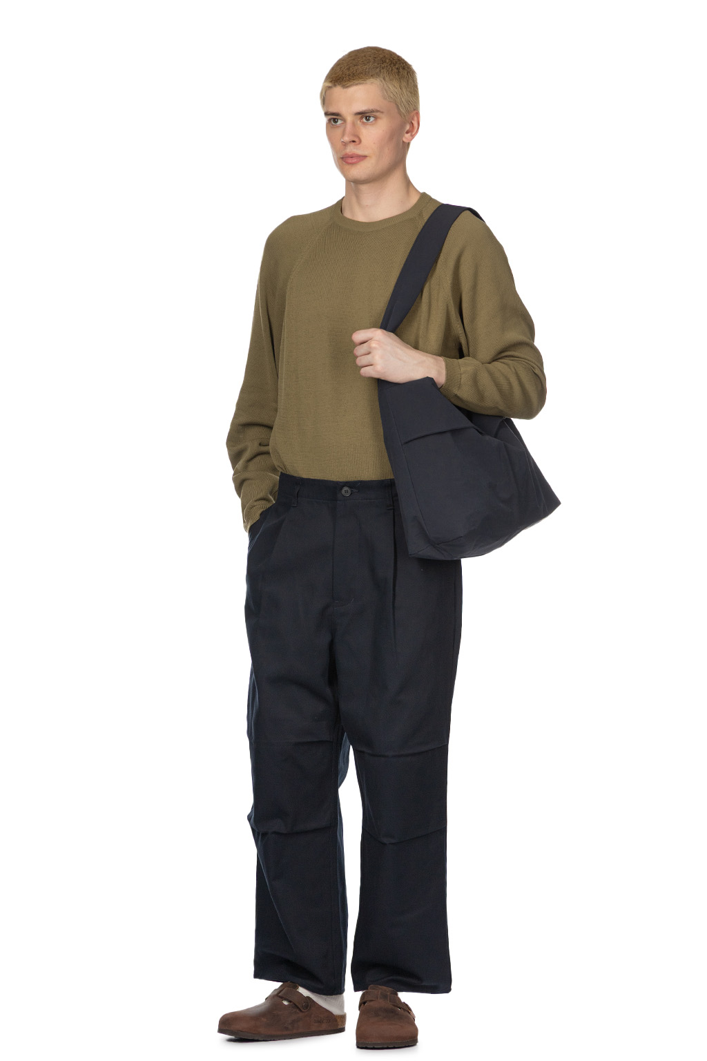 Still by hand - Knee Tuck Wide Pants - Dark Navy