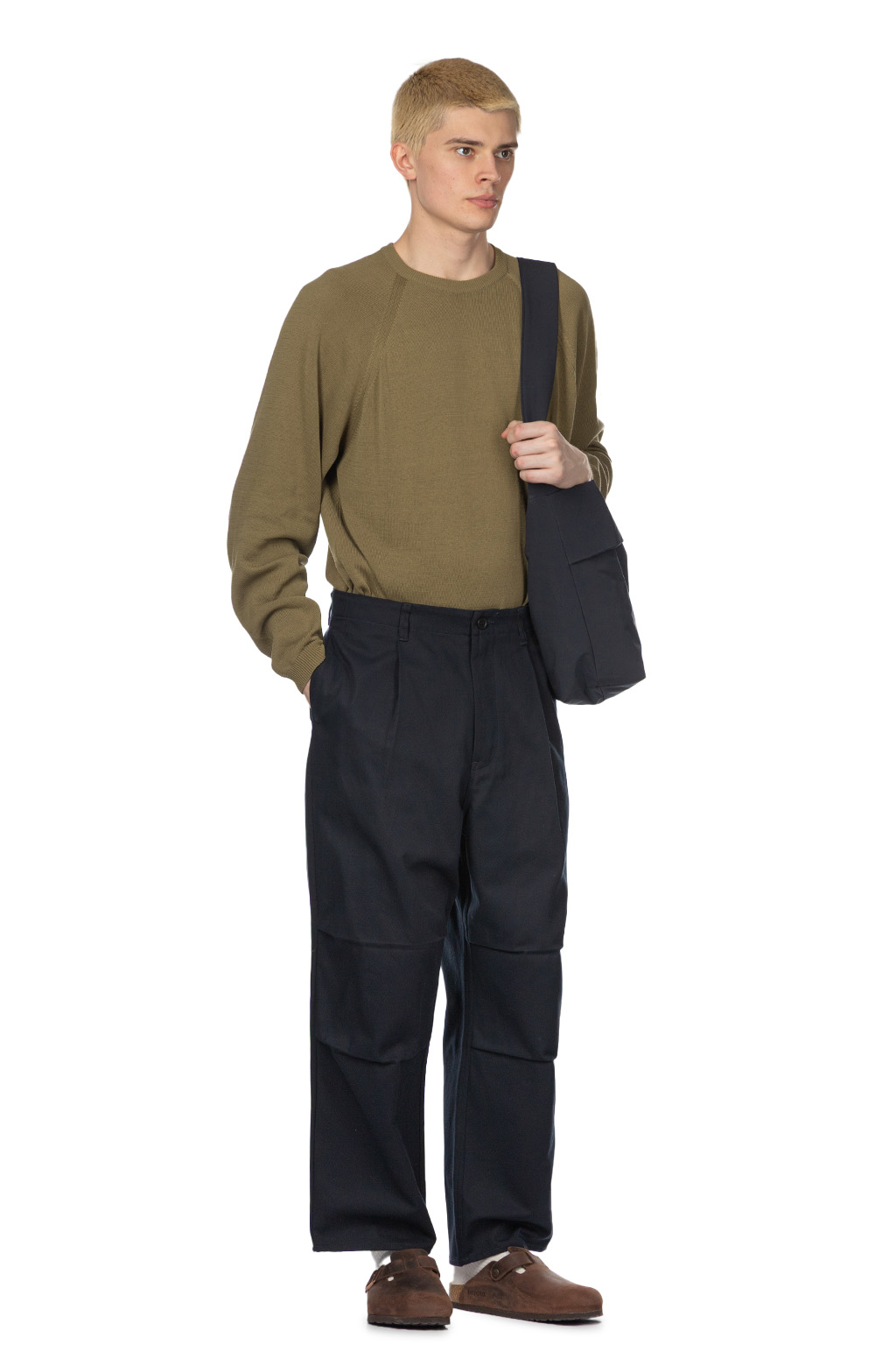 Still by hand - Knee Tuck Wide Pants - Dark Navy