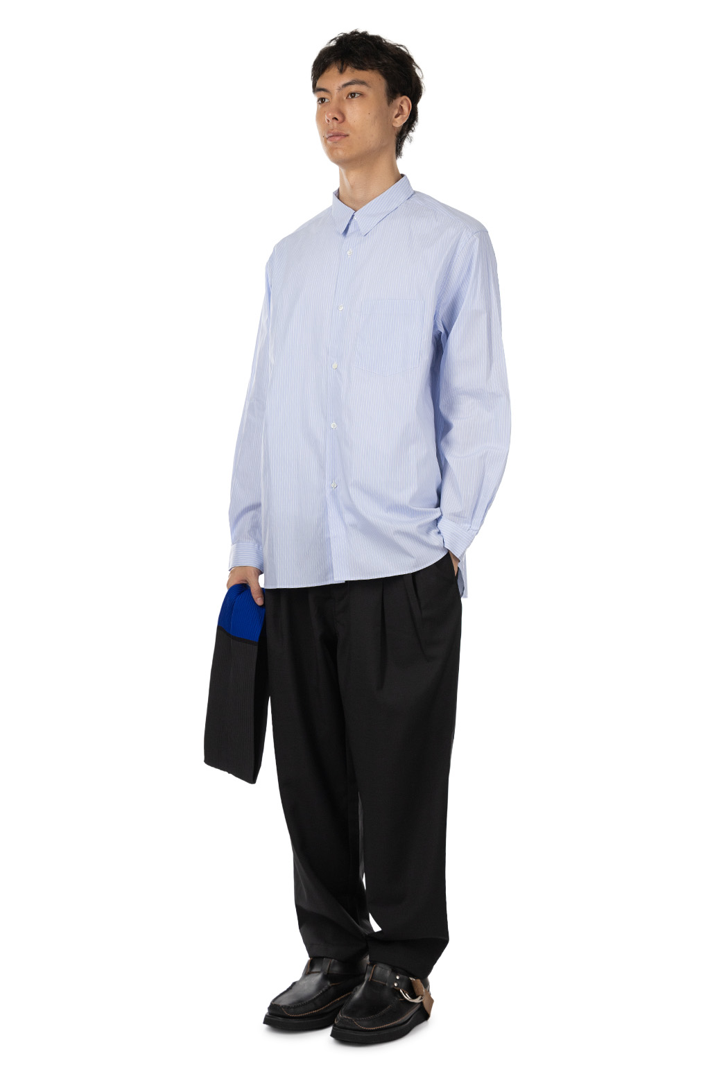 Still by hand - Regular Collar Shirt - Blue Stripe