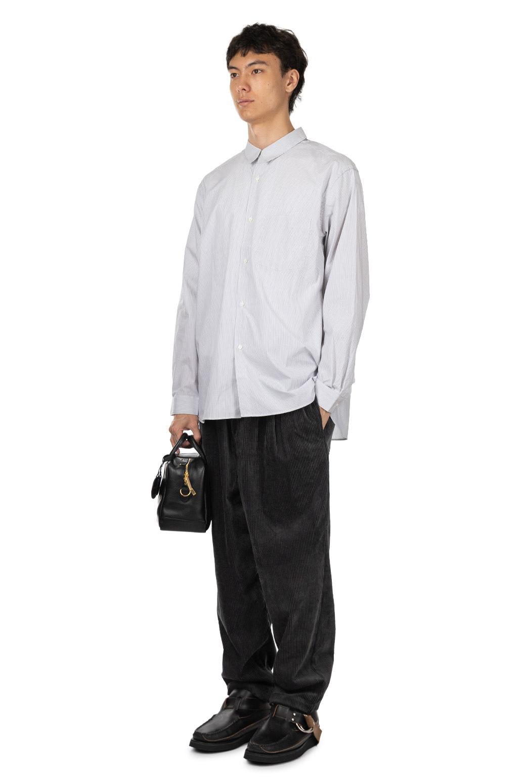 Still by hand - Regular Collar Shirt - Grey Stripe