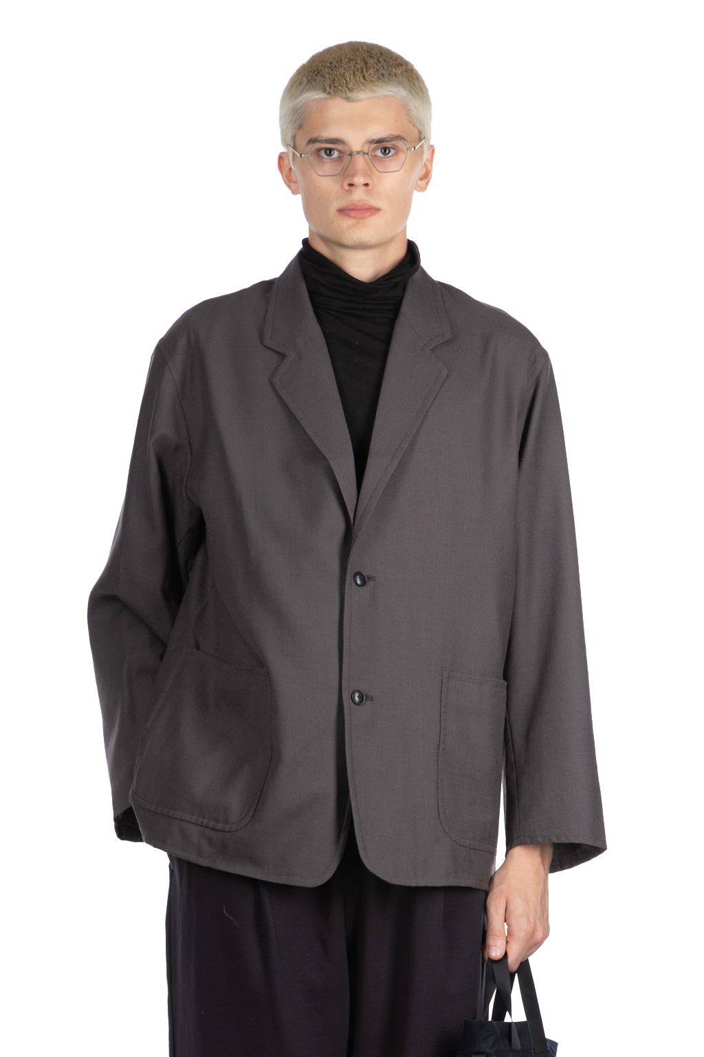 Still by hand | Relaxed wool jacket-Dusty Brown | Women