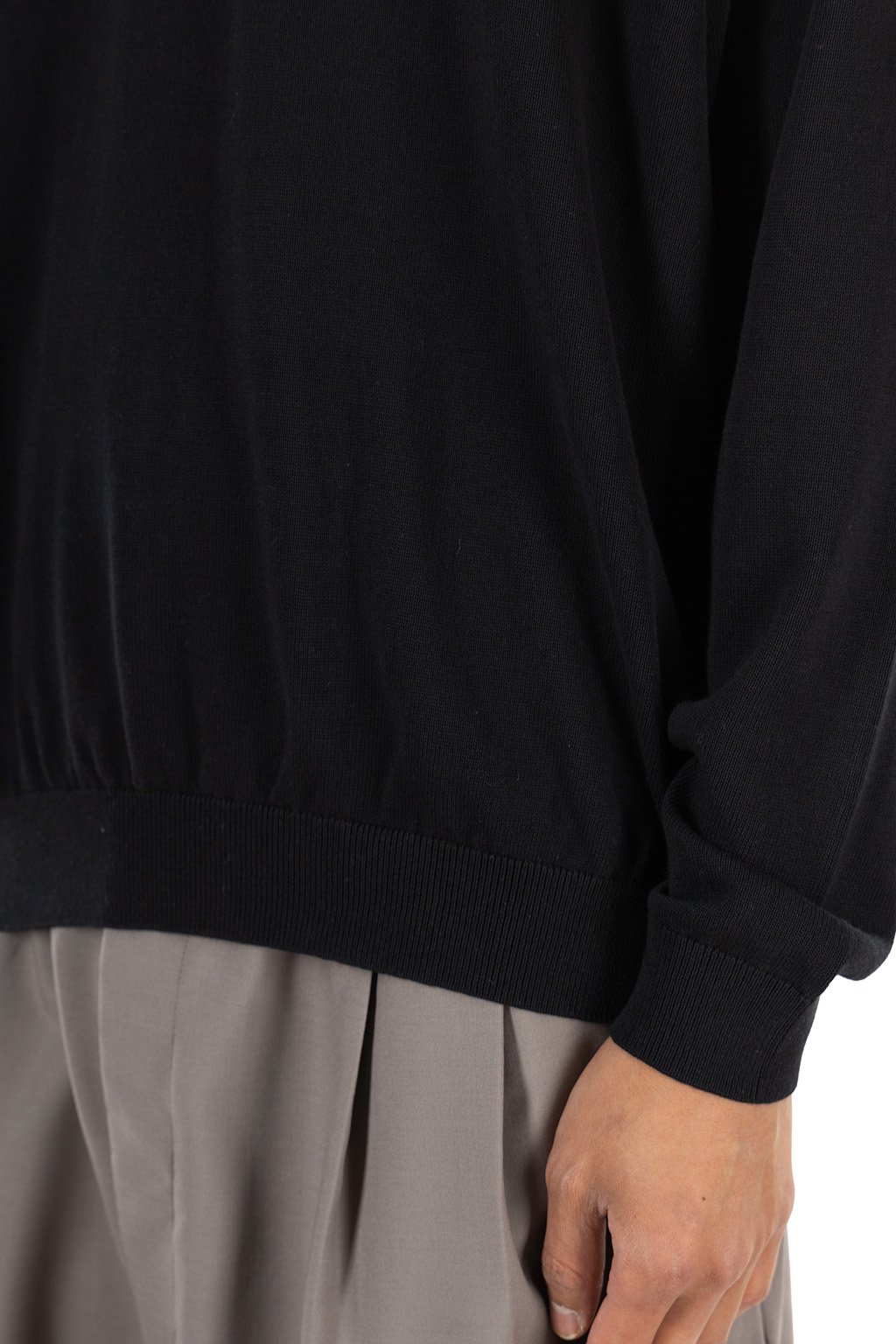 Still by hand - Silk Mixed Knitted Polo - Ink Black