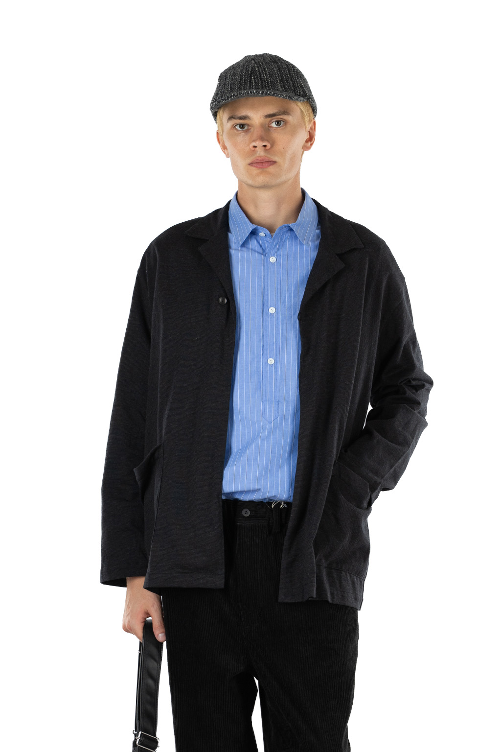 Still by hand - Single Button Cardigan - Charcoal